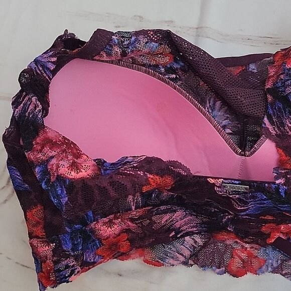 𝅺womens Victoria's Secret Pink Bralette size Small Beautiful Flower Fall Colors - Picture 4 of 6